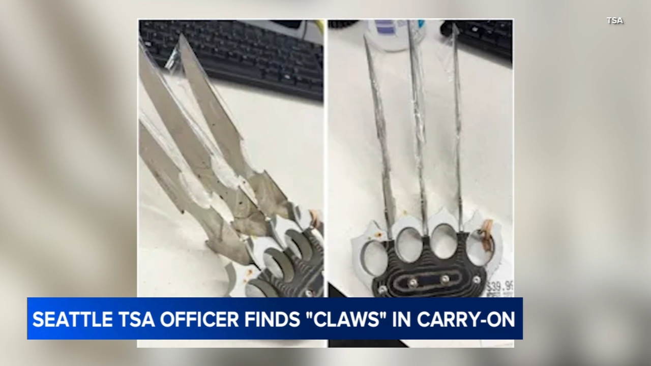 'Wolverine-style claws' discovered in carry-on bag at Seattle airport security: TSA
— ABC7 Chicago (WLS-TV)